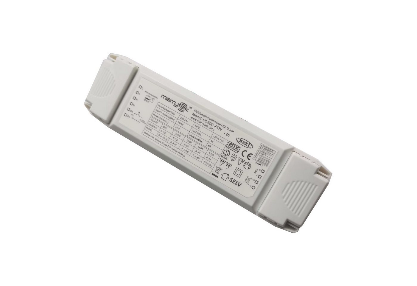 Merrytek ML60C-PDV 60W DALI 1-10V pushDIM dimmbar LED-Treiber für LED Lampe LED Trafo Merrytek ML60C-PDV 60W DALI 1-10V pushDIM dimmbar LED-Treiber für LED Lampe LED Trafo von Merrytek