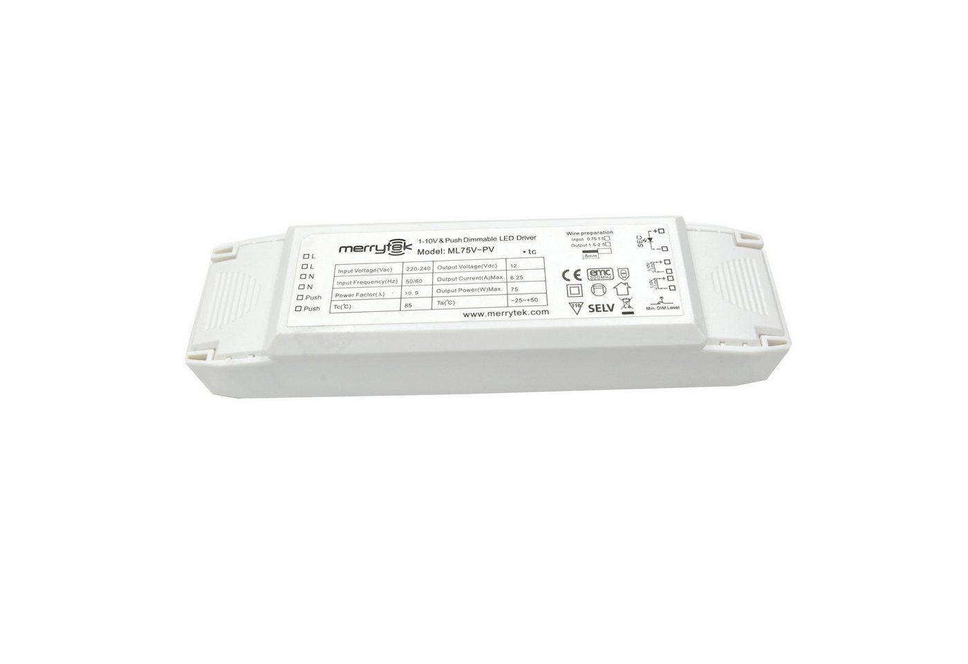 Merrytek ML75V-PV 75W 1-10V push DIM dimmbar LED-Treiber Netzteil für LED Lampe LED Trafo Merrytek ML75V-PV 75W 1-10V push DIM dimmbar LED-Treiber Netzteil für LED Lampe LED Trafo von Merrytek