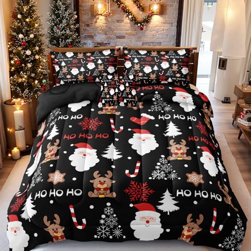 Merryword Cartoon-Weihnachts-Rentier-Bettwäsche-Set, Queen-Size-Größe, 4-teilig, niedliches Weihnachtsmann-Bettwäsche-Set für Jungen und Teenager Merryword Cartoon-Weihnachts-Rentier-Bettwäsche-Set, Queen-Size-Größe, 4-teilig, niedliches Weihnachtsmann-Bettwäsche-Set für Jungen und Teenager von Merryword