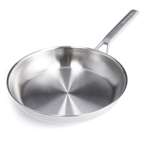 Merten & Storck Dreifach-Edelstahl Bratpfanne (30 cm), Induktion, mehrschichtig, backofenfest, Silber von Merten & Storck