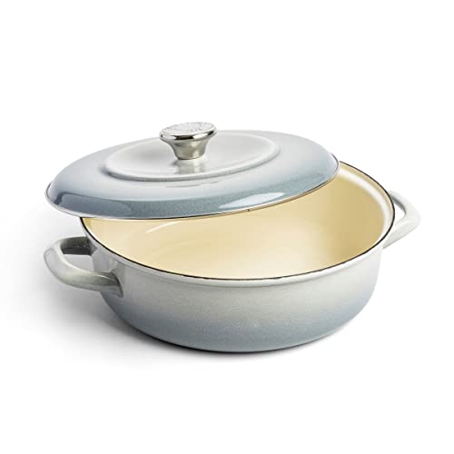 Merten & Storck Dutch Oven Flacher Runder Schmortopf, 26cm/3.8 Liter, Galaxy Grau von Merten & Storck