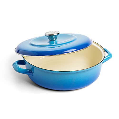 Merten & Storck Dutch Oven Flacher Runder Schmortopf, 26cm/3.8 Liter, Karibik Blau von Merten & Storck