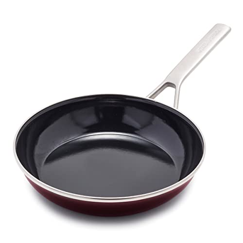 Merten & Storck Europäisch gefertigtes Kochgeschirr aus emailliertem Stahlkern, 24,1 cm Bratpfanne, Induktion, PFAS und PTFE-frei, spülmaschinenfest, ofen- und grillfest, Merlot Red von Merten & Storck