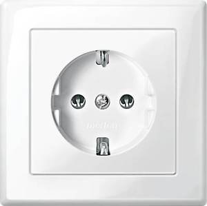 MERTEN M-SMART polarweiß glänzend (1x Steckdose m. Kinderschutz, 1x Rahmen 1fach) von Merten
