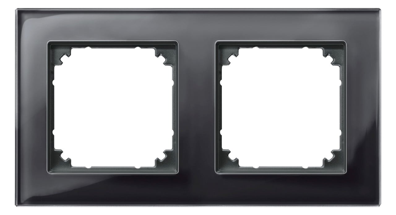 Merten Abdeckrahmen 2fach Serie M-Plan onyxschwarz Echtglas 489203 von Merten