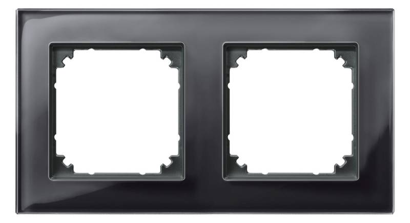 Merten Abdeckrahmen 2fach Serie M-Plan onyxschwarz Echtglas 489203 von Merten
