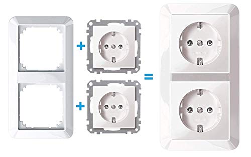Merten Komplettset - 2 x Steckdose System M, inkl. 2 fach 389219 1-M Rahmen polarweiß glänzend Merten Komplettset - 2 x Steckdose System M, inkl. 2 fach 389219 1-M Rahmen polarweiß glänzend von Merten