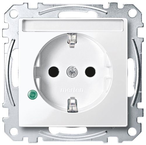 Merten MEG2305-0319 SCHUKO-Steckd. m. Übersp.schutz u. Schriftf., BRS, StK, polarws. glänz., Sys. M von Merten