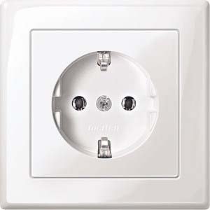 Merten MEG2401-1419 SCHUKO-Steckdose mit voller Abdeckplatte, SK, polarweiß glänzend, M-SMART von Merten