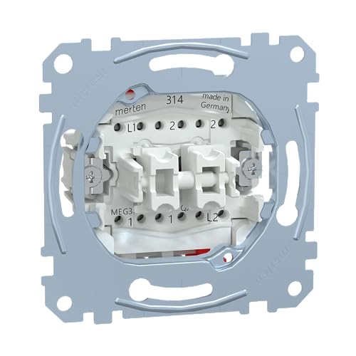 Schneider Electric Merten MEG3126-0000 Doppelwechselschalter-Einsatz, 1-polig, 10 AX, AC 250 V, Steckklemmen, Grau von Merten