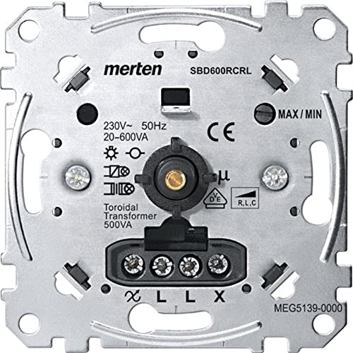 Schneider Electric Merten MEG5139-0000 Dimmschalter, Unterputz Universal-Drehdimmer-Einsatz für dimmbare für LED Lampen, Glühlampem 20 - 600 W/VA, Phasenanschnitt oder Phasenabschnitt von Schneider Electric