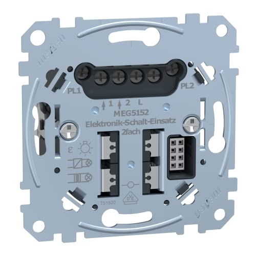 Schneider Electric Merten MEG5152-0000 Unterputz Elektronik Schalt Einsatz 2-fach 50-220 VA, für ohmsche oder induktive Lasten wie Glühlampen und NV-Halogenbeleuchtung mit konventionellem Trafo von Schneider Electric