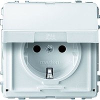 Steckdose 1-fach polarweiß glänzend up mit bs aquadesign MEG2310-7219 Klappdeckel IP44 - Merten von Merten