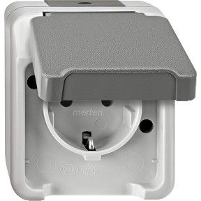 Merten Schutzkontaktsteckdose Klappdeckel, Aquastar, Aufputz, MEG2301-8029 von Merten