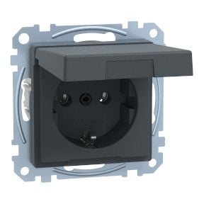 Merten Steckdose mit Klappdeckel System M, anthrazit, MEG2311-0414 von Merten
