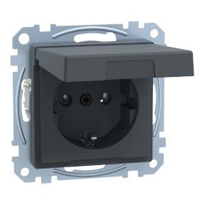 Merten Steckdose mit Klappdeckel System M, anthrazit, MEG2311-0414 von Merten