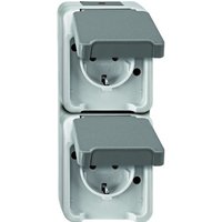 Steckdose 2-fach lgr mit ap mit bs IP44 aquastar MEG2328-8029 Klappd - Merten von Merten