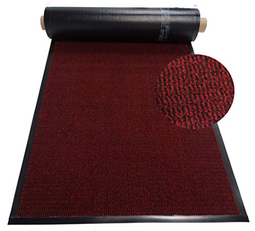 Mertex Schmutzfangläufer Meterware 120 cm rot-schwarz meliert - Schnittkanten mit Randprofile (120 x 300 cm, rot) von Mertex