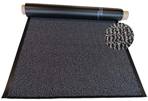 Mertex Schmutzfangläufer Meterware 90 cm grau-schwarz meliert- Schnittkanten gekettelt (90 x 120 cm, grau) von Mertex