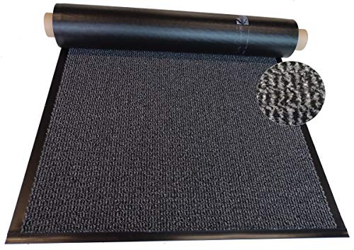 MERTEX Schmutzfangläufer Meterware 90 cm grau-schwarz meliert- Schnittkanten mit Randprofile (90 x 50 cm, grau) von MERTEX