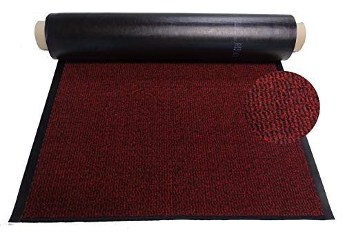 Mertex Schmutzfangläufer Meterware 90 cm rot-schwarz meliert- Schnittkanten gekettelt (90 x 120 cm, rot) von Mertex