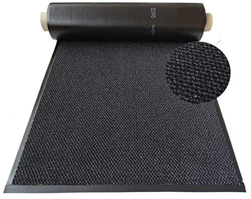 MERTEX Schmutzfangläufer Meterware 90 cm schwarz meliert- Schnittkanten mit Randprofile (90 x 220 cm, Dark) von MERTEX