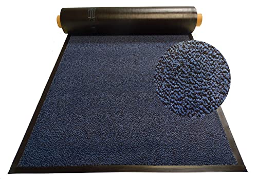 Mertex Strapazierfähiger Schmutzfangläufer Meterware 90 cm blau meliert - Schnittkanten mit Randprofile (90 x 450 cm, blau) von Mertex