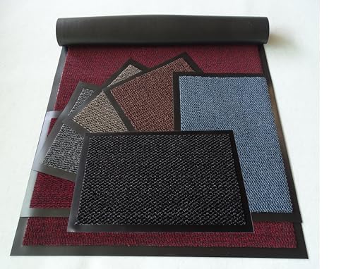 Mertex Zeitlose Schmutzfangmatte Türmatte Sauberlauf Schmutzmatte Fußabstreifer für Flur Eingangsbereich Haustür innen und außen (blau-schwarz meliert 60 x 90 cm) von Mertex