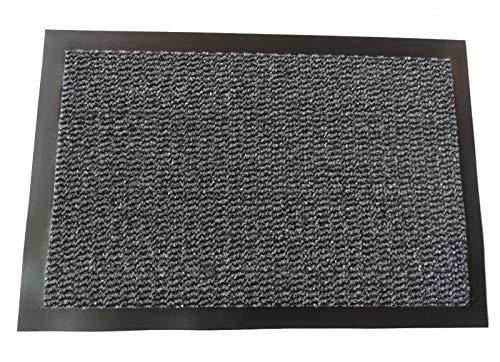 MERTEX Zeitlose Schmutzfangmatte Türmatte Sauberlauf Schmutzmatte Fußabstreifer für Flur Eingangsbereich Haustür innen und außen (grau-schwarz meliert 90 x 250 cm) von MERTEX
