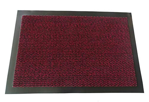 Mertex Zeitlose Schmutzfangmatte Türmatte Sauberlauf Schmutzmatte Fußabstreifer für Flur Eingangsbereich Haustür innen und außen (rot-schwarz meliert 90 x 150 cm) von Mertex