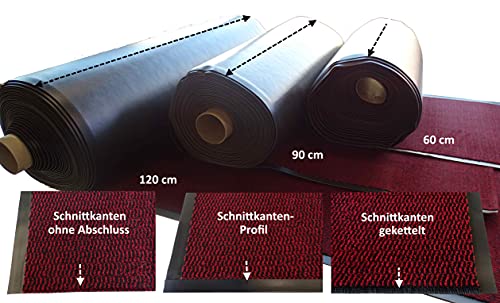 Mertex schöner Flacher Schmutzfangläufer Meterware 60 cm rot-schwarz meliert (60 x 150 cm, Schnittkante mit Randprofil) von Mertex