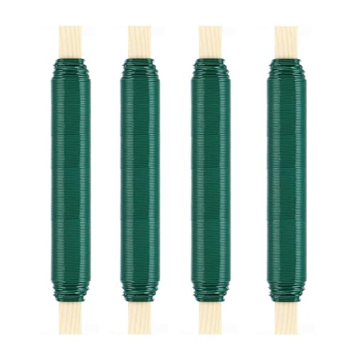 4er Set Grün Blumendraht verzinkt, biegsam, stabil und vielseitig Bindedraht, 0,7mm Wickeldraht lose auf Holzwickel, zur Befestigung von Blumen und Pflanzen, Bindedraht, Basteldraht (10pcs) von Meruni