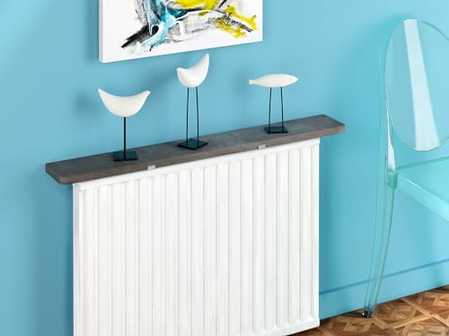 Merveille – Heizkörperregal ohne Bohren – Wendeset Melamin Eiche/Beton – Verformungsbeständig – Stärke 19 mm – Hitze- und Feuchtigkeitsbeständig bis 100°C 100 x 12 cm von Merveille