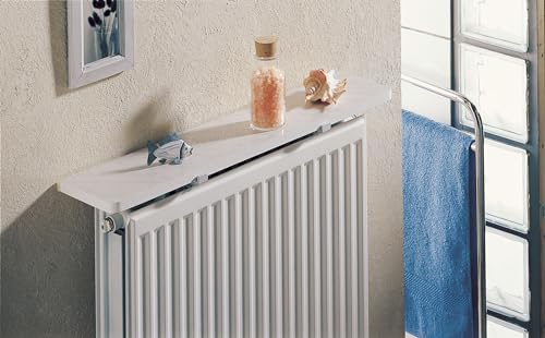 Merveille – Heizkörperregal ohne Bohren – Wendeset Melamin Weiß/Hacienda – Verformungsbeständig – Stärke 19 mm – Hitze- und Feuchtigkeitsbeständig bis 100°C – 80 x 15 cm von Merveille