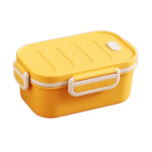 MerwDeeyt Kleine Brotdose Erwachsene Lunchbox mit Fächern, 1000ML Brotzeitbox Auslaufsicher Lunch Box Adult Brotbüchse für Männer Frauen, 2-Schicht Frühstücksbox Vesperdose Bento Box (Gelb) von MerwDeeyt