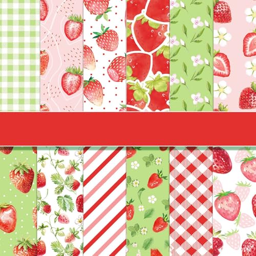 Scrapbook Papier 30x30 Scrapbook Bastelpapier mit Erdbeere Muster, 24 Blatt Sommer Scrapbooking Papier Obst Muster Dekorpapier, Doppelseitiges Motivpapier für Journal Scrapbooking Scrapbook Papier 30x30 Scrapbook Bastelpapier mit Erdbeere Muster, 24 Blatt Sommer Scrapbooking Papier Obst Muster Dekorpapier, Doppelseitiges Motivpapier für Journal Scrapbooking von MerwDeeyt