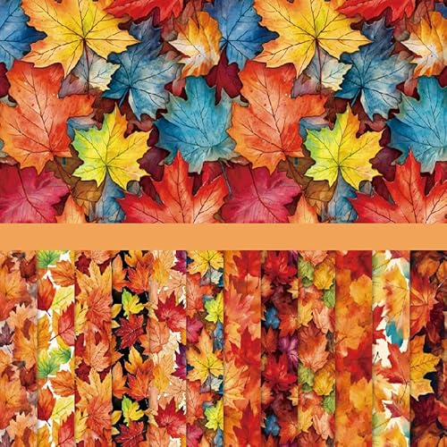 Scrapbook Papier Herbst Decoupage Papiere Block, 48 Blatt 12 Muster Ahornblatt Scrapbooking Papier Einseitiges Scrapbook Bastelpapier, 15.2x15.2 cm Dekorpapier für DIY Kartenherstellung von MerwDeeyt