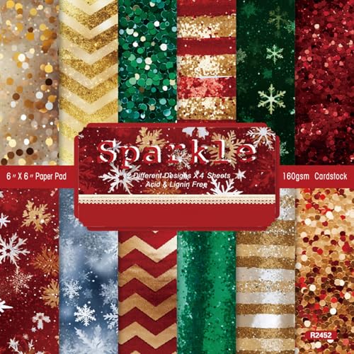 Scrapbook Winter Schneeflocken Papier mit Funkeln Muster, 48 Blatt Einseitiges Decoupage Block, Buntes Dekorpapier für DIY Kartenherstellung, 15.2x15.2 cm Scrapbook Winter Schneeflocken Papier mit Funkeln Muster, 48 Blatt Einseitiges Decoupage Block, Buntes Dekorpapier für DIY Kartenherstellung, 15.2x15.2 cm von MerwDeeyt