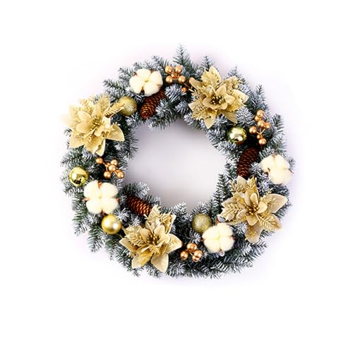 Weihnachtskranz Haustür Weihnachtsdeko, 40cm Türkranz Weihnachten Außen Kranz Weihnachten Dekokranz, Christmas Wreath für Weihnachten Türen Bäumen Wänden Fenstern (Gold) von MerwDeeyt