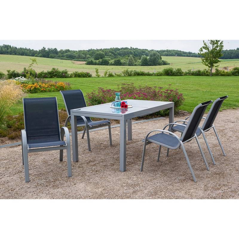 Gartenmöbel-Set Amalfi 5-tlg. Marineblau inkl. Tisch 160/220 cm x 90 cm von Merxx