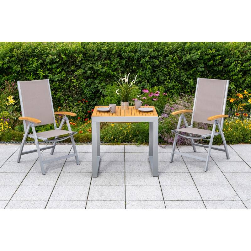 Gartenmöbel-Set Naxos 3-tlg. Grau inkl. Klappsessel 65 cm x 59 cm von Merxx