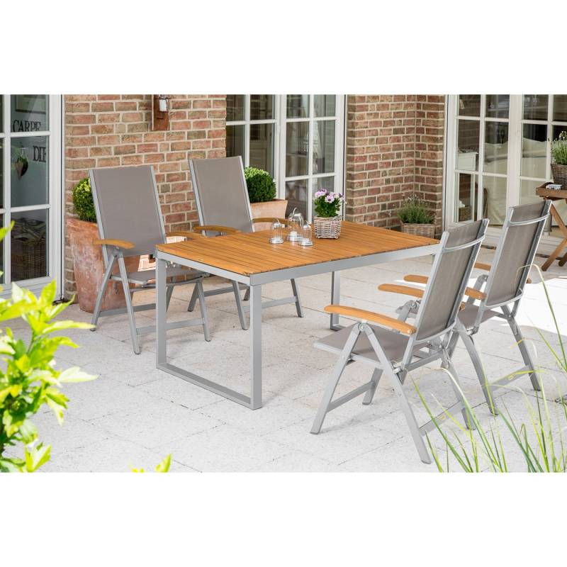 Gartenmöbel-Set Naxos 5-tlg. Grau inkl. Klappsessel 65 cm x 59 cm von Merxx