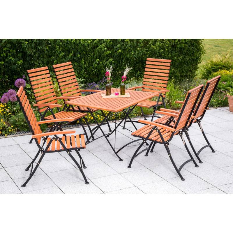 Gartenmöbel-Set Schlossgarten 7-tlg. Braun mit hoher Rückenlehne von Merxx