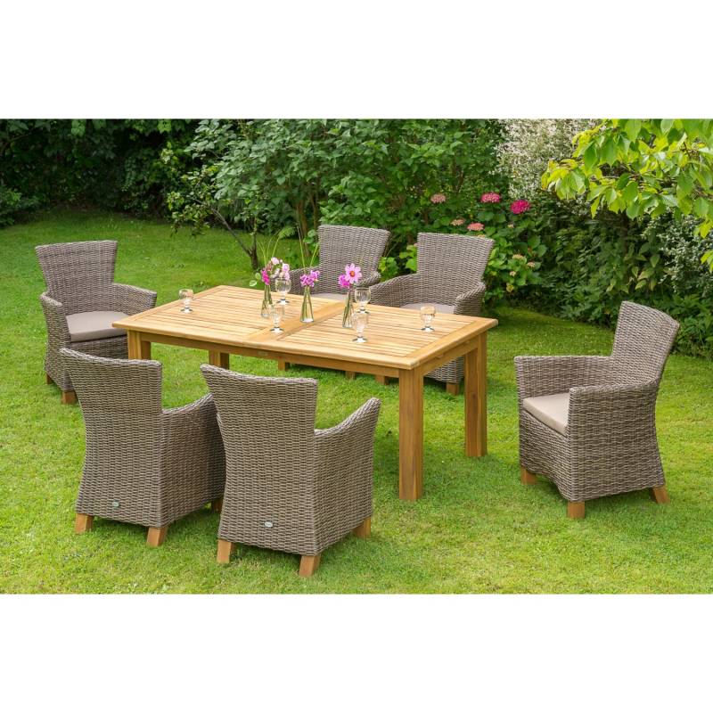 Gartenmöbel-Set Toskana 13-tlg. Natur  inkl. Ausziehtisch von Merxx