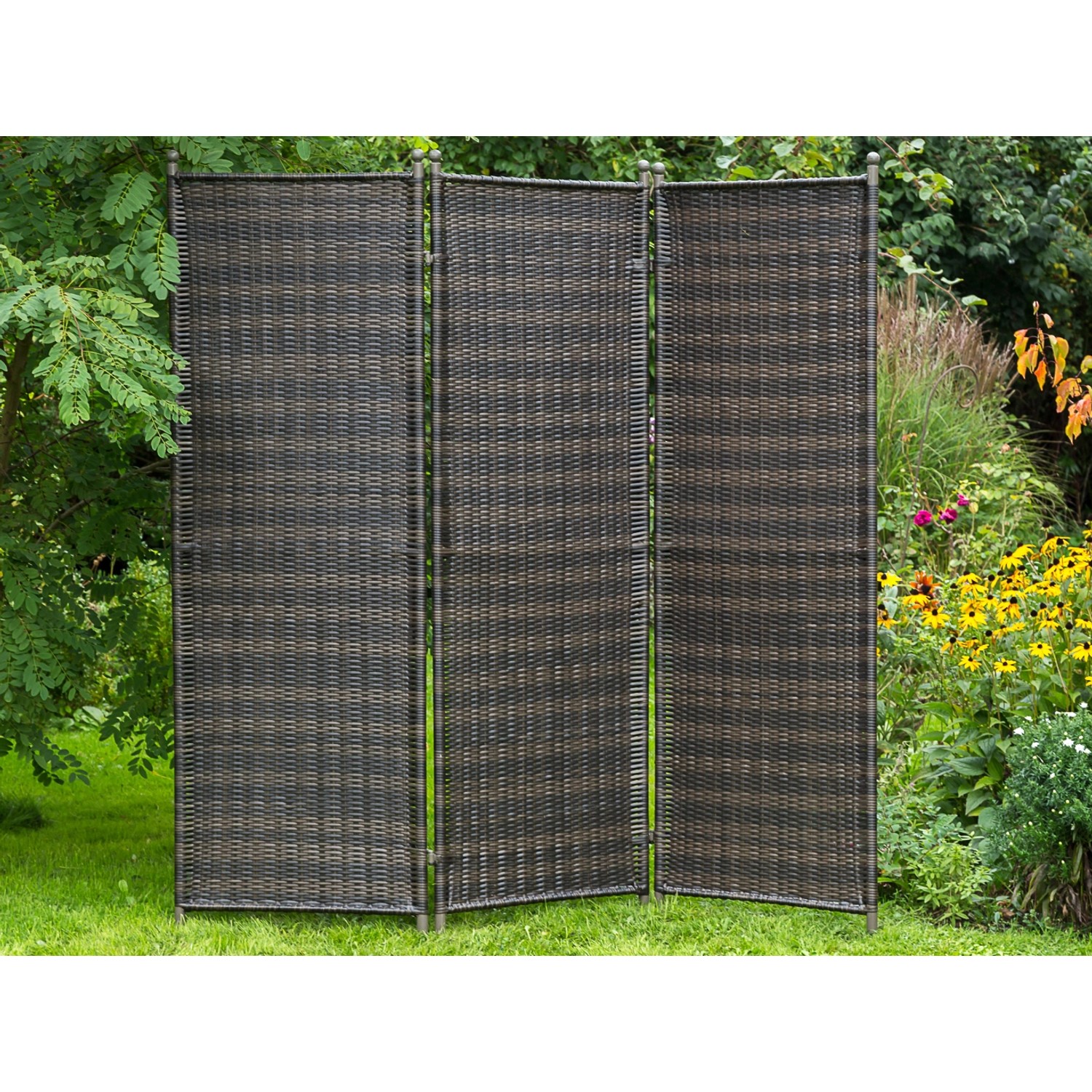 Gartenparavent Polyrattan 183 cm x 183 cm Braun von Merxx