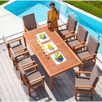 MERXX Garten-Essgruppe "Montana", (17 tlg., 8x Sessel, inkl. Auflagen, 1x Tisch 220x110 cm), Eukalyptusholz, FSC Mix von Merxx