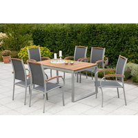 MERXX Garten-Essgruppe ""Siena"", (Set, 7 tlg., Pulverbeschichtetes Aluminiumgestell, Tischplatte aus Akazienholz) von Merxx