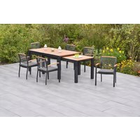 MERXX Garten-Essgruppe ""Tilos"", (Set, 13 tlg., Inkl. Auflagenr, Armlehnen und Rückenabschluss aus Akazienholz), Tisch: verlängerbar, 180-360 x 100 cm von Merxx