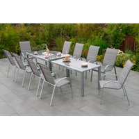 MERXX Gartenmöbelset »Amalfi«, 11-tlg., stapelbar/verlängerbar, Aluminum/Textil - braun von Merxx