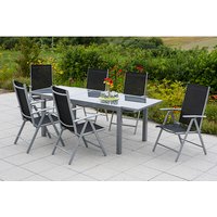 MERXX Gartenmöbelset »Amalfi«, 6 Sitzplätze, Aluminium/Textil - schwarz von Merxx